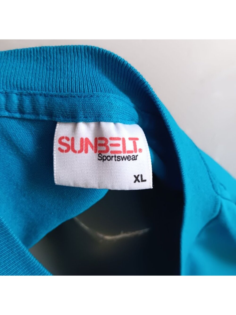 True Vintage T-shirt XL Long Sleeve Crewneck 90'sSunbelt Sportswear Turquoise